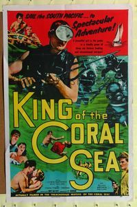 4y460 KING OF THE CORAL SEA 1sh '56 Chips Rafferty, Rod Taylor, Charles Tingwell!