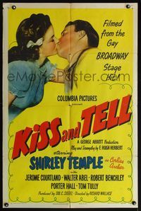 4y465 KISS & TELL 1sh style A '45 Jerome Courtland gets love and kisses from Shirley Temple!