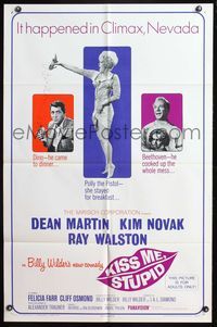 4y470 KISS ME, STUPID 1sh '65 directed by Billy Wilder, Kim Novak, Dean Martin, Ray Walston