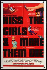 4y473 KISS THE GIRLS & MAKE THEM DIE 1sh '66 Mike Connors & sexy Dorothy Provine!