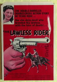 4y495 LAWLESS RIDER 1sh '54 Johnny Carpenter & Rose Bascom, double-barreled, double-cross action!