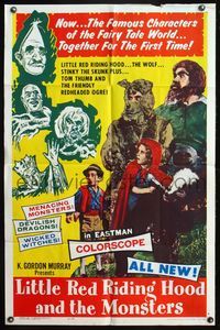 4y512 LITTLE RED RIDING HOOD & THE MONSTERS 1sh '64 really wacky, sure to scare little kids!
