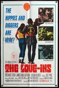 4y526 LOVE-INS 1sh '67 Richard Todd, James MacArthur, hippies & diggers, sex & drugs!