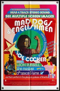 4y531 MAD DOGS & ENGLISHMEN 1sh '71 Joe Cocker, rock 'n' roll, wild poster design!
