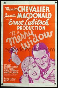 4y577 MERRY WIDOW 1sh R62 Maurice Chevalier, Jeanette MacDonald, Ernst Lubitsch