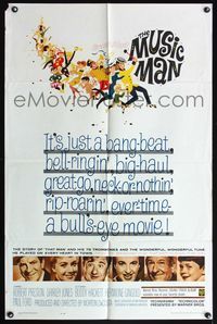 4y618 MUSIC MAN 1sh '62 Robert Preston, Shirley Jones, art of parade, classic musical!