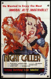 4y640 NIGHT CALLER 1sh '75 he wanted to enjoy the most immoral acts imaginable!