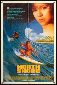 4y651 NORTH SHORE advance 1sh '87 great Hawaiian surfing image + close up of sexy Nia Peeples!