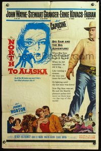 4y652 NORTH TO ALASKA 1sh '60 John Wayne & sexy Capucine in a fun-filled adventure in the Yukon!