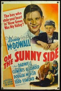 4y673 ON THE SUNNY SIDE 1sh '42 Roddy McDowall, who stole your heart in How Green Was My Valley!