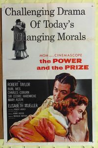 4y705 POWER & THE PRIZE 1sh '56 Robert Taylor, Mary Astor, Burl Ives, Charles Coburn