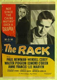 4y713 RACK 30x40 '56 art of young Paul Newman & sexy Anne Francis, written by Rod Serling!