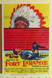 4y724 REVOLT AT FORT LARAMIE 1sh '56 John Dehner vs Sioux Indians in Wyoming!