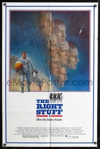 4y729 RIGHT STUFF 1sh '83 great Tom Jung montage art of the first NASA astronauts!