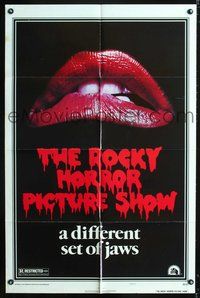 4y738 ROCKY HORROR PICTURE SHOW style A 1sh '75 classic close up lips image, a different set of jaws