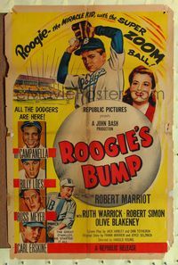 4y744 ROOGIE'S BUMP 1sh '54 Brooklyn Dodgers baseball, the miracle kid with the super zoom ball!