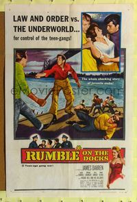 4y747 RUMBLE ON THE DOCKS 1sh '56 James Darren & Robert Blake are rebels with plenty of cause!