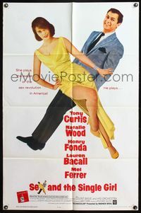 4y770 SEX & THE SINGLE GIRL 1sh '65 great full-length image of Tony Curtis & sexiest Natalie Wood!