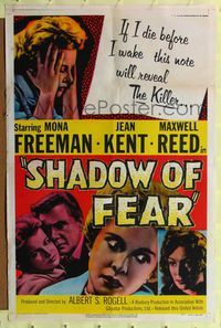 4y771 SHADOW OF FEAR 1sh '56 Albert S. Rogell's Before I Wake, Mona Freeman & Jean Kent!