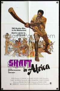 4y773 SHAFT IN AFRICA 1sh '73 art of Richard Roundtree stickin' it all the way in the Motherland!