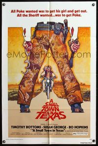 4y789 SMALL TOWN IN TEXAS 1sh '76 cool art of Timothy Bottoms & Susan George by Drew Struzan!