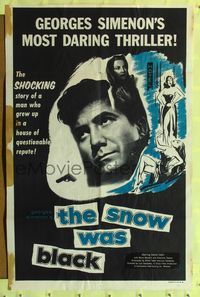 4y793 SNOW WAS BLACK 1sh '56 La neige etait sale, Daniel Gelin, Marie Mansart, Georges Simenon!