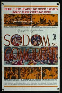 4y797 SODOM & GOMORRAH 1sh '63 Robert Aldrich, Pier Angeli, wild art of sinful cities!