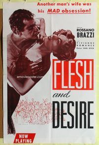 4y283 FLESH & DESIRE 1sh '58 La Chair et le diable, Rossano Brazzi, Viviane Romance!