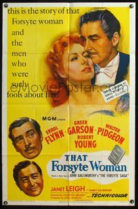 4y854 THAT FORSYTE WOMAN 1sh '49 art of Errol Flynn, Greer Garson, Walter Pidgeon & Robert Young!