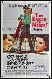 4y872 THIS EARTH IS MINE 1sh '59 Rock Hudson, Jean Simmons, Dorothy McGuire, Claude Rains