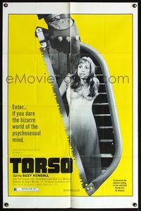4y896 TORSO 1sh '73 directed by Sergio Martino, sexy Suzy Kendall, bizarre psychosexual minds!