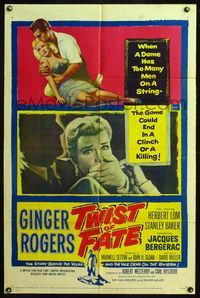 4y913 TWIST OF FATE 1sh '54 sexy dame Ginger Rogers has too many men on a string!