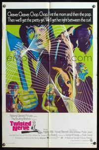 4y914 TWISTED NERVE 1sh '69 Hayley Mills, Roy Boulting English horror, cool psychadelic art!