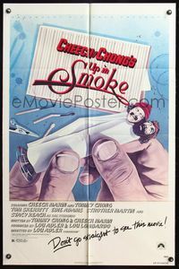4y924 UP IN SMOKE 1sh '78 Cheech & Chong marijuana drug classic, great Scakisbrick artwork!