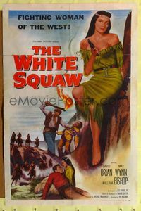 4y970 WHITE SQUAW 1sh '56 sexiest Native American Indian fighting woman pointing gun!