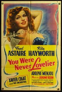 4y992 YOU WERE NEVER LOVELIER style B 1sh '42 fantastic close up of sexiest Rita Hayworth!