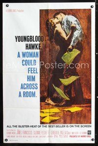 4y993 YOUNGBLOOD HAWKE 1sh '64 full-length art of James Franciscus & sexy Suzanne Pleshette!