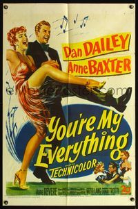 4y995 YOU'RE MY EVERYTHING 1sh '49 great art of sexy dancer Anne Baxter & Dan Dailey!