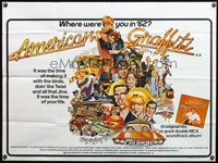 4z017 AMERICAN GRAFFITI British quad '73 George Lucas teen classic, it was the time of your life!