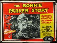 4z055 BONNIE PARKER STORY British quad '58 art of the cigar-smoking hellcat of the roaring '30s!