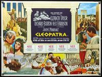 4z083 CLEOPATRA British quad '64 Elizabeth Taylor, Richard Burton, Rex Harrison, different montage!