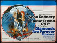 4z117 DIAMONDS ARE FOREVER British quad '71 art of Sean Connery as James Bond by Robert McGinnis!