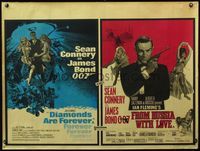 4z118 DIAMONDS ARE FOREVER/FROM RUSSIA WITH LOVE British quad '70s Sean Connery as James Bond!