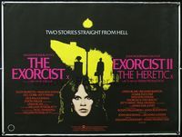 4z132 EXORCIST/EXORCIST 2: THE HERETIC British quad '80 two stories straight from Hell!
