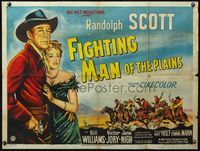4z140 FIGHTING MAN OF THE PLAINS British quad '49 stone litho of Randolph Scott & pretty Jane Nigh!