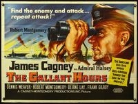 4z159 GALLANT HOURS British quad '60 different art of James Cagney as Admiral Bull Halsey!