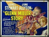 4z163 GLENN MILLER STORY British quad '54 James Stewart in the title role w/trombone & June Allyson