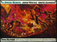 4z173 GREEN BERETS British quad '68 John Wayne, David Janssen, Jim Hutton, cool Vietnam War art!