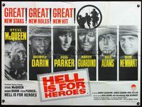 4z184 HELL IS FOR HEROES British quad '62 Steve McQueen, Bob Newhart, Fess Parker, Bobby Darin