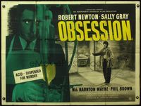4z186 HIDDEN ROOM British quad '49 Robert Newton makes acid dispensed for murder, Obsession!